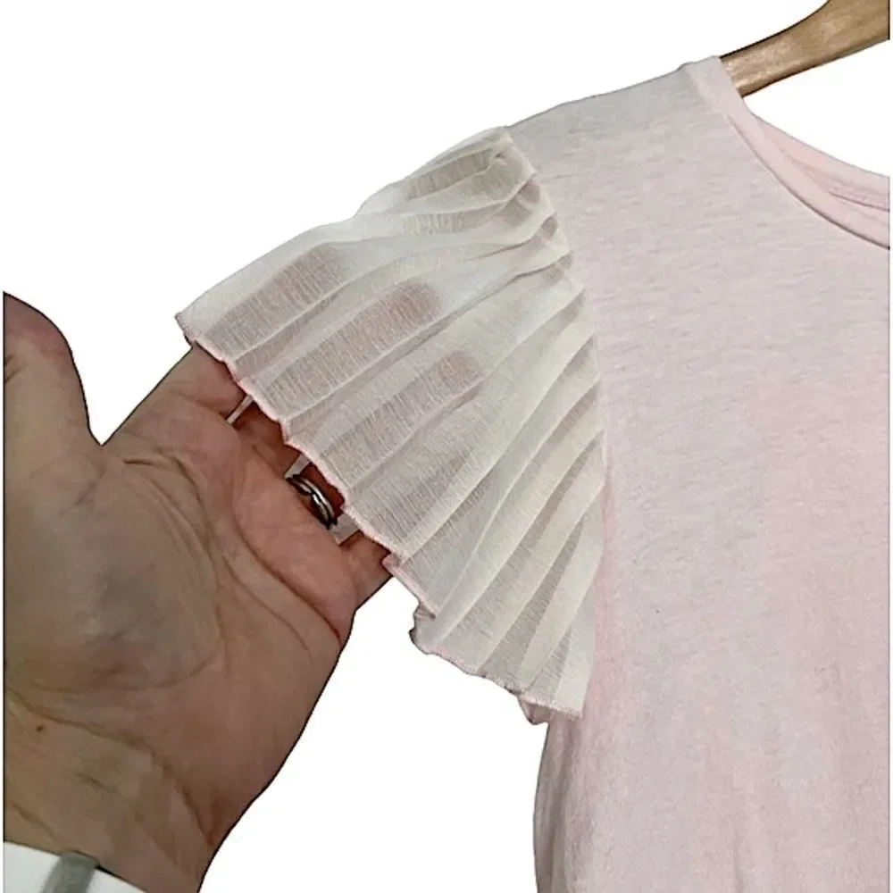 🌴 Gap Kids Feminine Pleated Short Sleeve Top Girls XXL Pale Pink